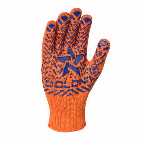 РУКАВИЧКИ ТРИКОТАЖНІ ДОЛОНІ 4040 ЗІРКА червоні. Рукавички трикотажні безшовні з еластичною манжетою і ПВХ-малюнком на долоні.